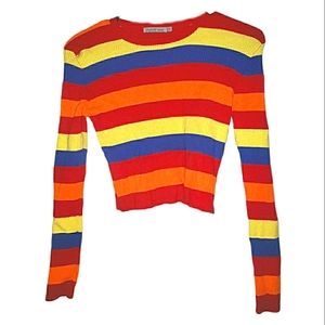 Rainbow Striped Cropped Sweater